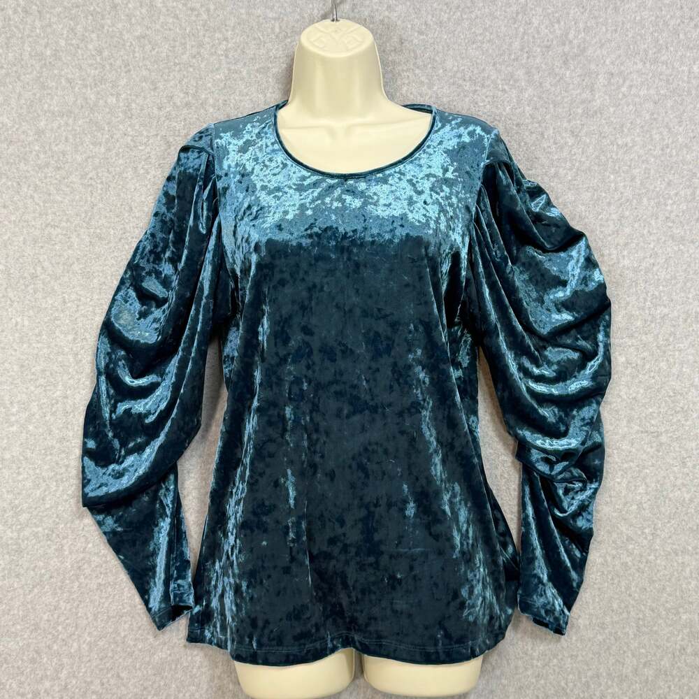 Kobi Halperin Velvet Top Size M Mutton Sleeve Stretch Whimsigoth Evening Elegant